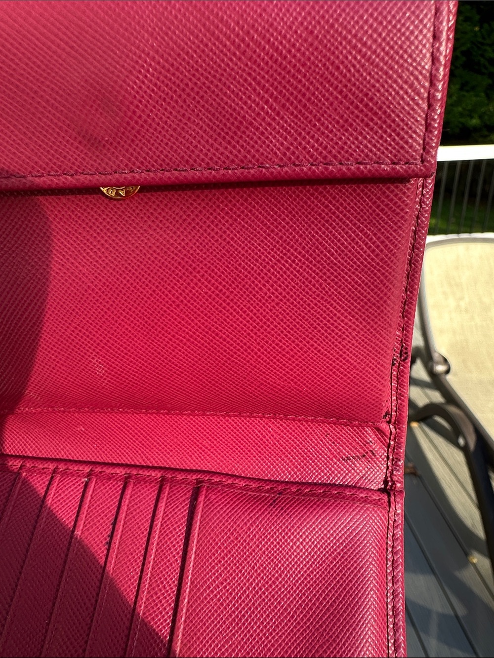 Prada Saffiano Leather Compact Wallet - Raspberry - Picture 6 of 16